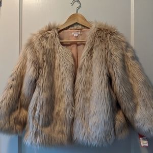 Xhilaration Faux Fur Coat champagne - cream sz M